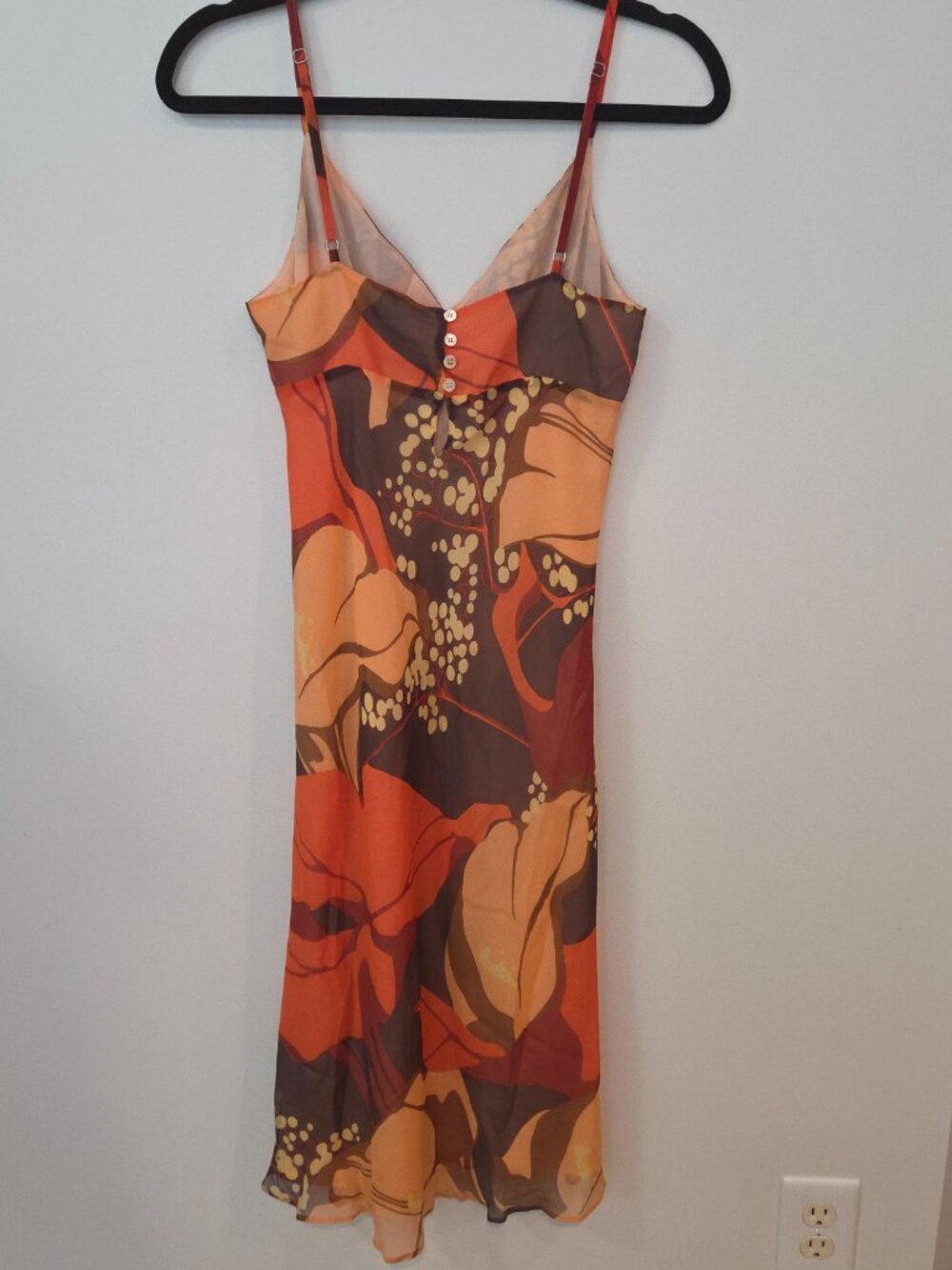 Theory Y2K 100% Silk Slip Dress Sz 6 Abstract Geo Print Brown Orange Cream - Picture 2 of 8